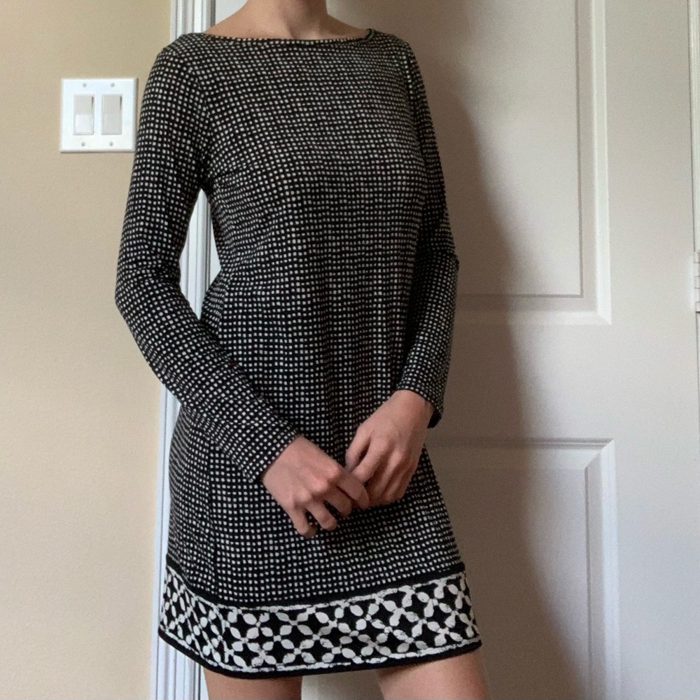 Michael Kors Long Sleeve Dotted Mini Dress